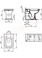 Ideal standard Calla wc a terra scarico unversale 54x36.5 per fissaggio filo parete da completare con le connessioni di scarico