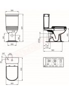 Ideal standard Calla wc a terra per cassetta appoggiata scarico universale 69.5x36.5 da completare con le connessioni di scarico