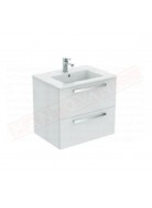 Quarzo Eurovit mobile sospeso cm 60 completo di lavabo top bianco lucido con cassetti ammortizzati 610x450x565