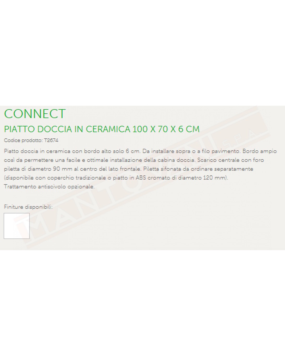 IDEAL STANDARD PIATTO DOCCIA CONNECT 100X70 BEU SCARICO FRONTALE