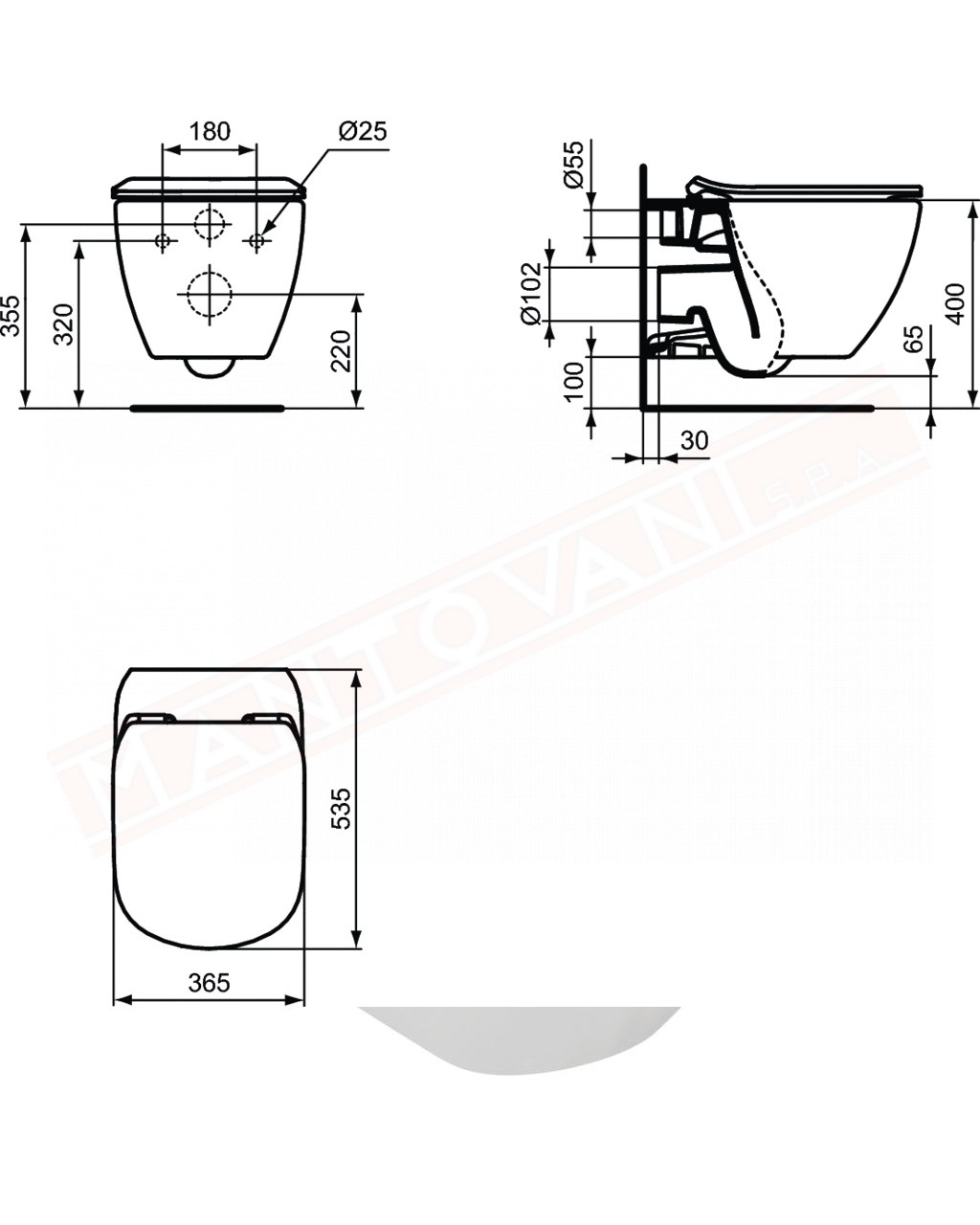 Ideal Standard Tesi 2015 vaso sospeso bianco seta opaco AquaBlade fissaggi nascosti compl. di sedile slim a chiusura rallentata