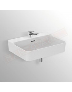Ideal Standard Conca lavabo bagno da parete 60x45 cm con troppopieno e un foro rubinetto