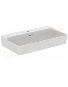 Ideal Standard Conca lavabo bagno da parete 80x45 cm con troppopieno e 1 foro rubinetto lato inferiore smaltato