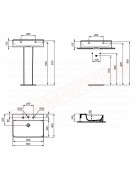 Ideal Standard Conca lavabo bagno da parete 60x45 cm senza troppopieno e tre fori rubinetto