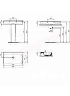Ideal Standard Conca lavabo bagno da parete 80x45 cm senza troppopieno e senza fori rubinetto lato inferiore smaltato