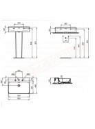 Ideal Standard Conca lavabo bagno da appoggio 60x45 cm con troppopieno e tre fori rubinetto lato inferiore rettificato