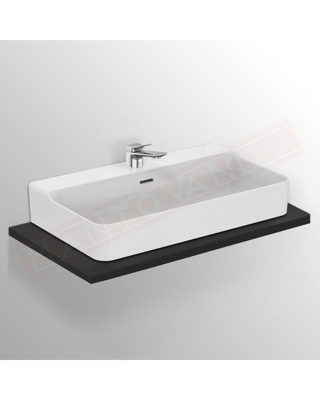 Ideal Standard Conca lavabo bagno da appoggio 80x45 cm con troppopieno e un foro rubinetto lato inferiore rettificato