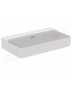 Ideal Standard Conca lavabo bagno da appoggio 80x45 cm con troppopieno e senza fori rubinetto lato inferiore rettificato