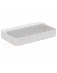 Ideal Standard Conca lavabo bagno da appoggio 80x45 cm senza troppopieno e senza fori rubinetto lato inferiore rettificato