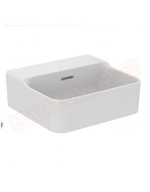 Ideal Standard Conca lavabo bagno da appoggio 40x35 cm con troppopieno e senza fori rubinetto lato inferiore rettificato