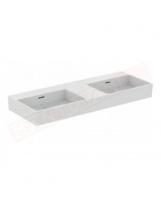 Ideal Standard Extra doppio lavabo da appoggio rettangolare 1200x450 cm con troppopieno e senza foro rubinetto