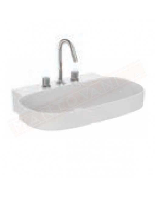 Ideal Standard Linda-x lavabo a parete L cm 75 P cm 50 con tre fori rubinetteria senza foro troppopieno non rettificato