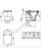 Ideal Standard Tesi 2015 vaso a terra AquaBlade fissaggi nascosti completo di sedile slim bianci in sostituzione t353701