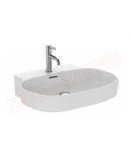 Ideal Standard lavabo bianco opaco a parete o appoggio L cm 60 P cm 50 con foro rub. senza troppopieno rett,