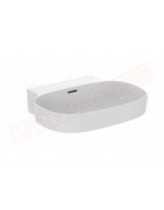 Ideal Standard Linda-x lavabo bianco lucido a parete o appoggio L cm 60 P cm 50 senza foro rub. con troppopieno rettificato,