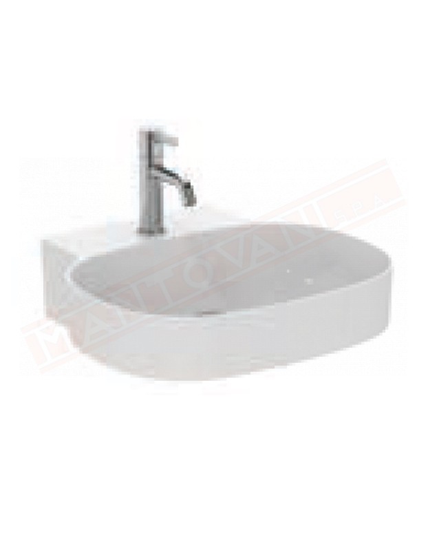 Ideal Standard lavabo bianco opaco a parete larghezza cm 50 profondità cm 48 con foro rub. senza troppopieno non rettificato
