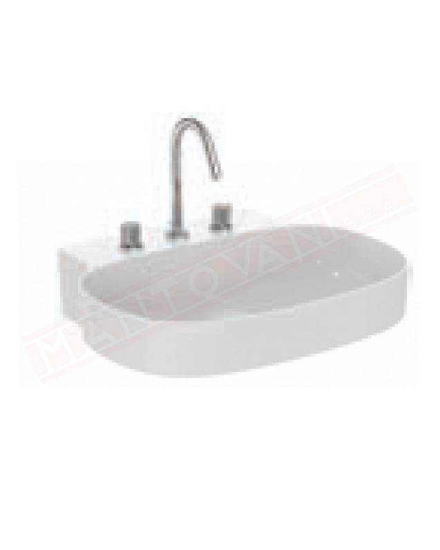 Ideal Standard Linda-x lavabo bianco lucido a parete o appoggio L cm 60 P cm 50 con tre fori rub. senza troppopieno rett,
