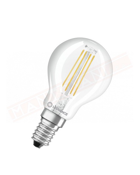 Ledvance lampadina led p 5.5w osram lampadina led pallina chiara E14 827 classe energetica D 5.5w=60 806 lumen 2700 K 45x77 mm