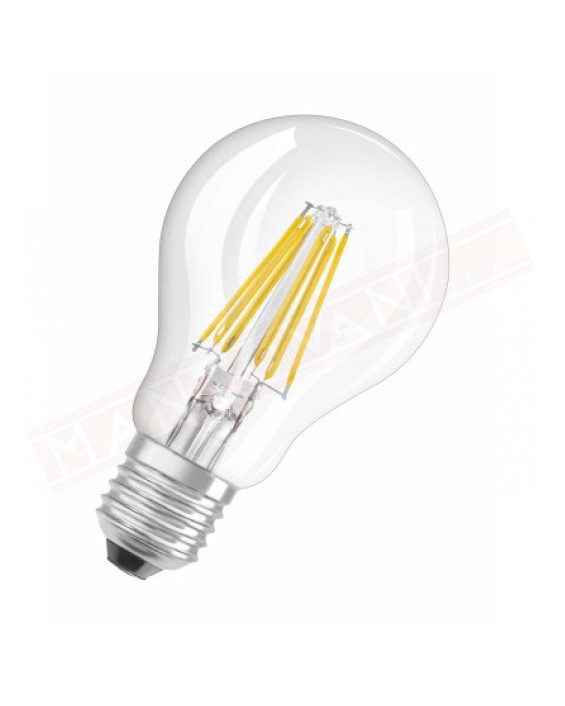LEDVANCE LAMPADINA PARATHOM LED RETROFIT CLASSIC A CHIARA NON DIMMERABILE E27 827 CLASSE E. A+ 6W 806 LUMEN 2700K 105X60 MM fp