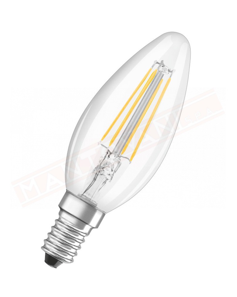 Ledvance lampadina LED Classic b retrofit chiara no dim E14 827 classe energetica A++ 4 W 470 lumen 2700 K 35X100 mm