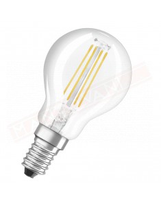 Ledvance lampadina led chiara e14 pallina 4w =40 w 470 lumen ra80 78x45 15000 h non dimmerabile luce calda 2700k