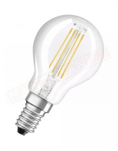 Ledvance lampadina led p 6.5w osram lampadina led pallina chiara E14 827 classe energetica D 5.5w=60 806 lumen 2700 K 45x77 mm