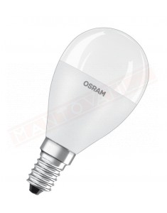 Ledvance lampadina led pallina p 60 smerigliata no dim E14 827 classe energetica A+ 7 W 874 lumen 2700 K 90X45 mm