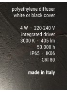 Linealight Miniwhite Cover R luce a parete per esterni a led 4w 405 lm 3000k ip65 diametro cm 13.5 h 9 nero