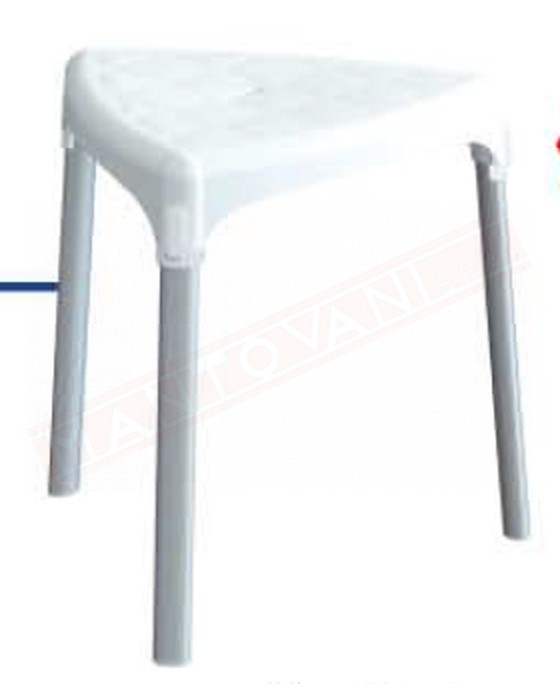 Sgabello con seduta triangolare e gambe in alluminio altezza da 42.5 seduta 40 cm per persone massimo 150 kg