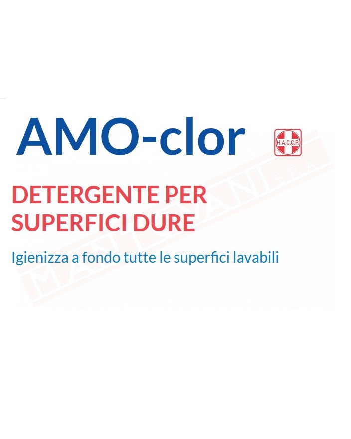 AMO-CLOR 5L prodotto igenizzante disinfettante a base di ipoclorito ideale per superfici lavabili e condizionatori