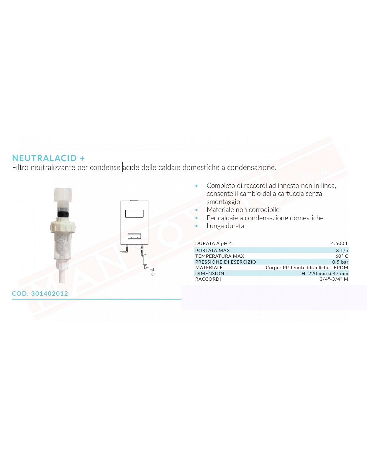 Manta neutralacid 35kw filtro neutralizzante per caldaie a condensazione