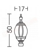 Moretti lampada per esterno con attacco per palo diam 60 mm altezza 50 cm larghezza 17 cm