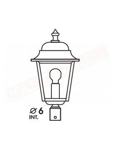 Moretti lampada per esterno con attacco per palo diam 60 mm altezza 42 cm larghezza 21 cm