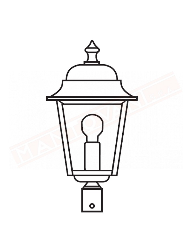 Moretti lampada per esterno con attacco per palo diam 60 mm altezza 35 cm larghezza 17cm