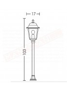 Moretti lampione per esterno con palo liscio l.cm 17 h.108 cm attacco e27 alluminio nero