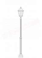 Moretti lampione per esterno con palo scanalato l.cm17 altezza regolabile da cm 118 a 184 attacco e27 alluminio nero