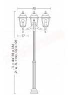 Moretti lampione per esterno con palo scanalato l.cm17 altezza regolabile da cm 118 a 184 attacco e27 alluminio nero