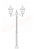 Moretti lampione per esterno a 2 luci con palo scanalato l.cm17 altezza regolabile da cm 132 a 198 attacco e27 alluminio nero