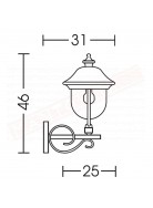 Moretti lampada per esterni a parete nera in alluminio pressofuso altezza cm 46 sporgenza cm 31 attacco e27