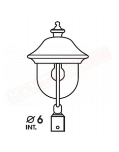 Moretti lampada per esterno con attacco per palo diam 60 mm altezza 45 cm larghezza 25 cm