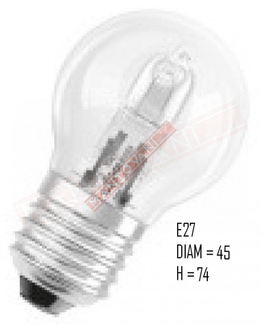 OSRAM HALOGEN CLASSIC P 20W 230V E27 ECO CLASSE ENERGETICA D LAMPADINA PALLINA E27