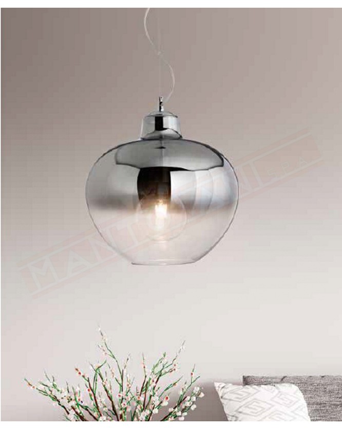 Perenz Bowl sospensione in vetro trasparente sfumato fume' e montatura cromo lucido diametro 36.5 1xe27