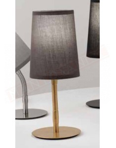 Perenz lampada da comodino con paralume marrone diametro cm 11 h.28 1xe14 montatura oro opaco