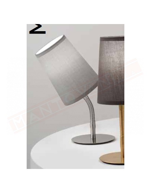 Perenz lampada da comodino con paralume grigio diametro cm 11 h.28 1xe14 montatura cromo spazzolato