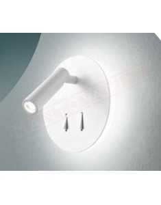 Perenz Plug applique bianca con faretto orientabile e luce diffusa doppio interruttore 3w 150lm + 6w 346lm