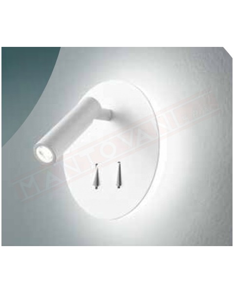 Perenz Plug applique bianca con faretto orientabile e luce diffusa doppio interruttore 3w 150lm + 6w 346lm