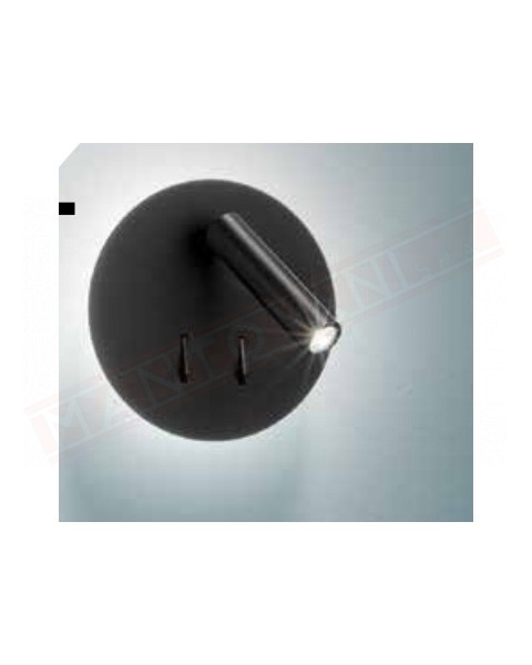 Perenz Plug applique nera con faretto orientabile e luce diffusa doppio interruttore 3w 150lm + 6w 346lm