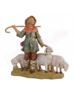 Fontanini 259 pastore con un gregge di pecore adatto per statuine del presepio da cm 12