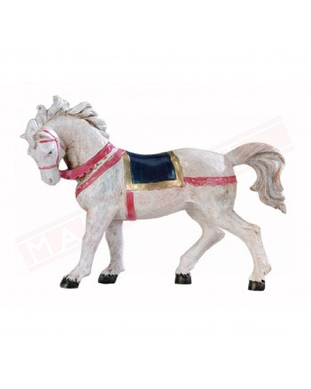 Presepi Fontanini cm 12 cavallo bianco bardato per statuine per presepio altezza cm 12