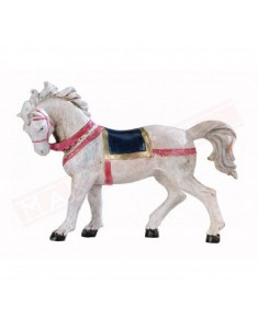 Presepi Fontanini cm 12 cavallo bianco bardato per statuine per presepio altezza cm 12